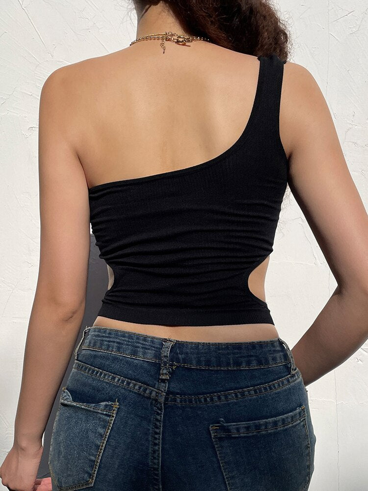 One Shoulder Hollow Bustier Top