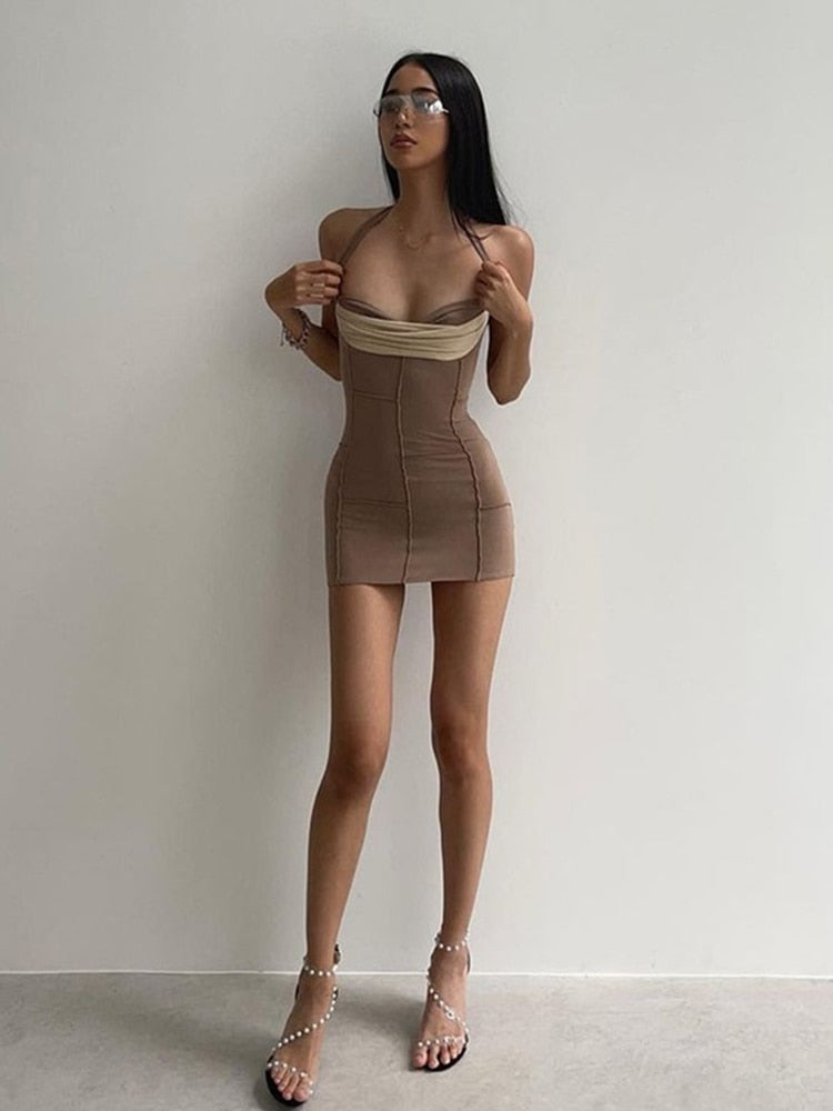 Elegant Halter Bodycon Mini Dress