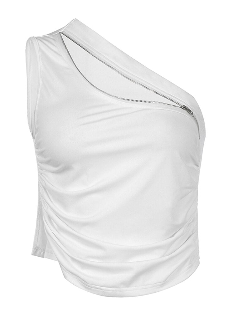 White Asymmetric Tank Top