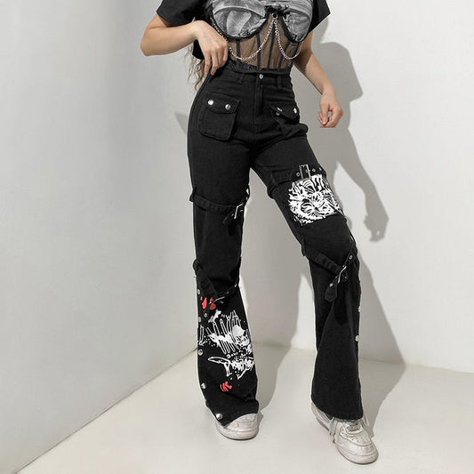 Patchwork Black Pants