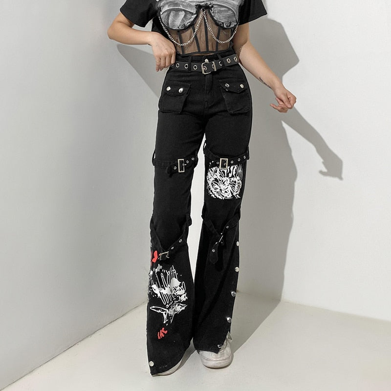 Patchwork Black Pants