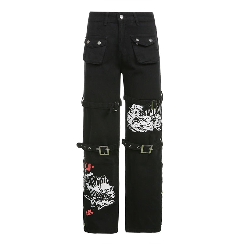 Patchwork Black Pants